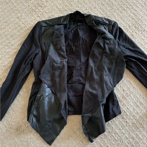 Stitchfix Drape front faux leather and mixed media jacket